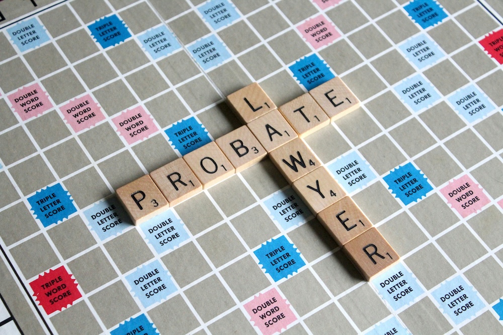 Scrabble board with "Probate Lawyer" spelled